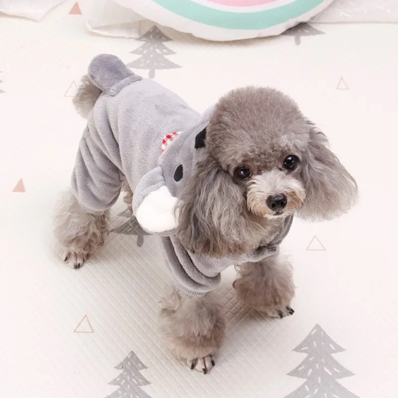 

Pet Autumn Winter Flannel Four Legs Costume for Dogs Puppy Thickened Hoodie Coat Grey Koala For Puppy