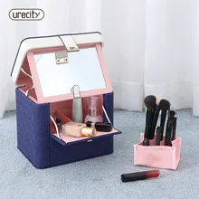 Новинка, высококачественный косметический чехол для женщин и девушек, розовая ручка, 3D Цветочный ящик для хранения косметики, синий цвет