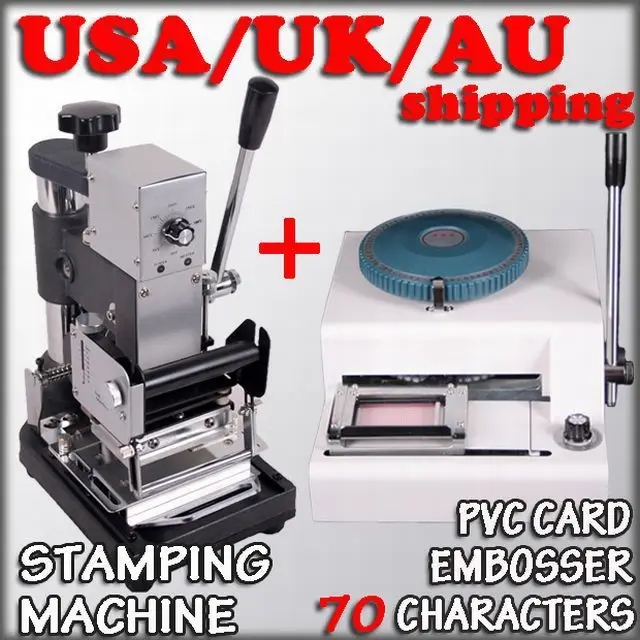 70 LETTERS PVC CARD EMBOSSER EMBOSSING & HOT FOIL STAMPING MACHINE GOLD