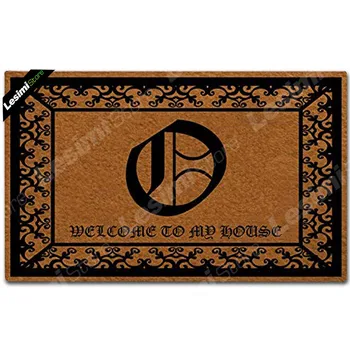 

Flourish Monograms O Printed Doormat Black Letter Office Bar Entrance Welcome Door Mats Family Name Design