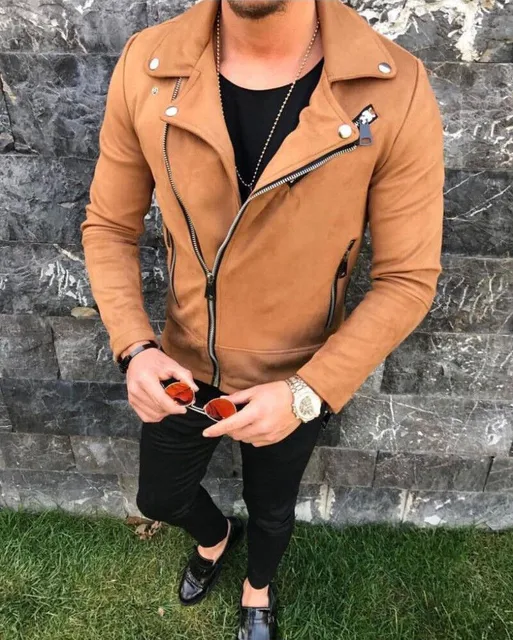 Voetganger biografie Adverteerder HIRIGIN Nieuwste Stijlvolle mannen Pea Coat Warm Suède Blend Winter Biker  Jas Rits Uitloper Tops|Jassen| - AliExpress