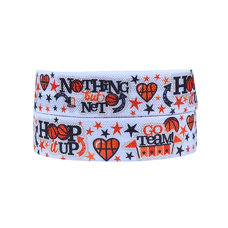 

Wholesale basketball printed sports fold over elastic for team headbands