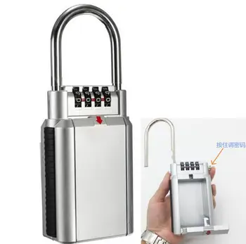 

Keyed Locks Secret Security Padlock Key Storage Box Organizer Zinc Alloy Safety Lock with 4 Digit Combination Password