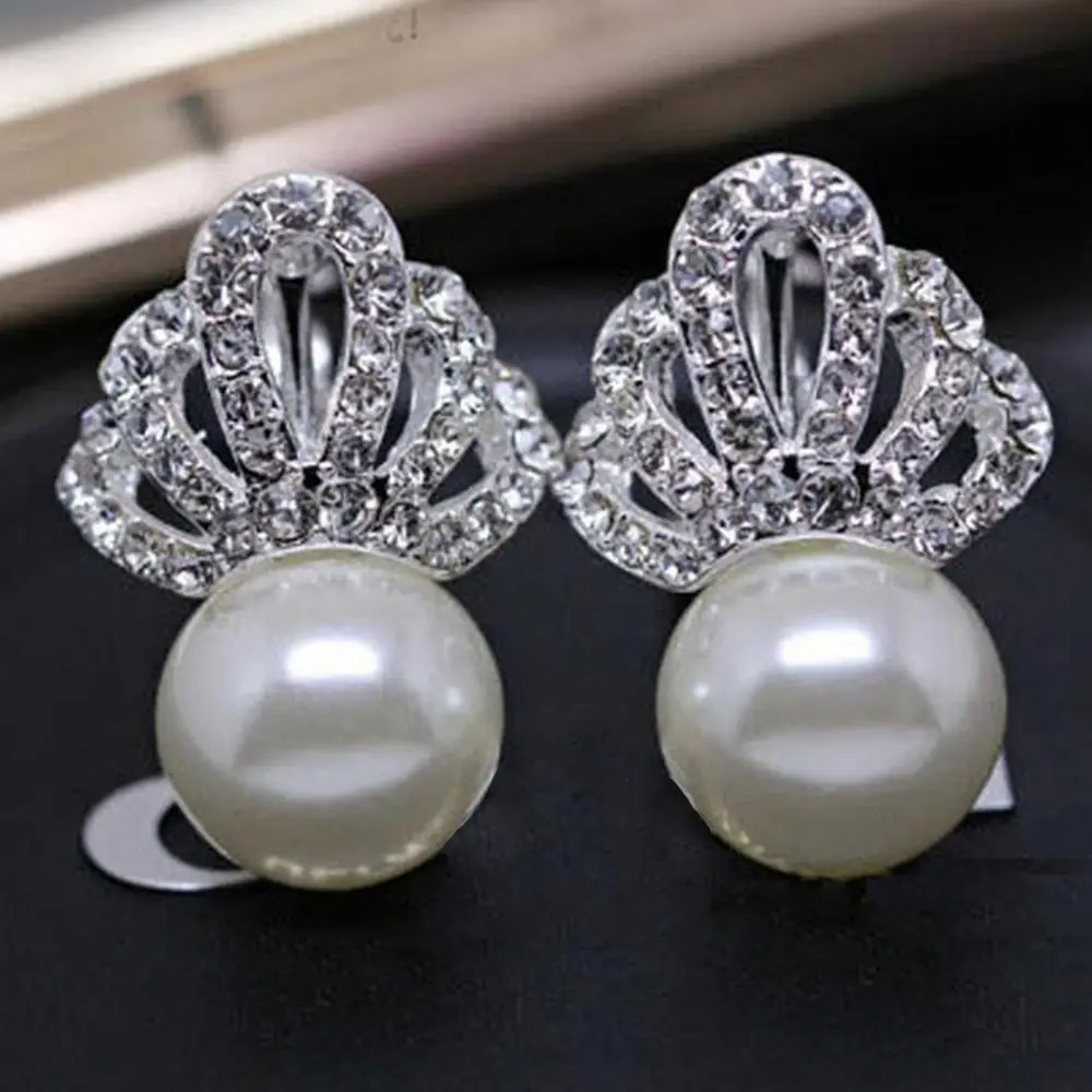 Fashion Unique Inlay Crystal Crown Queen Stud Earring Jewelry Imitation