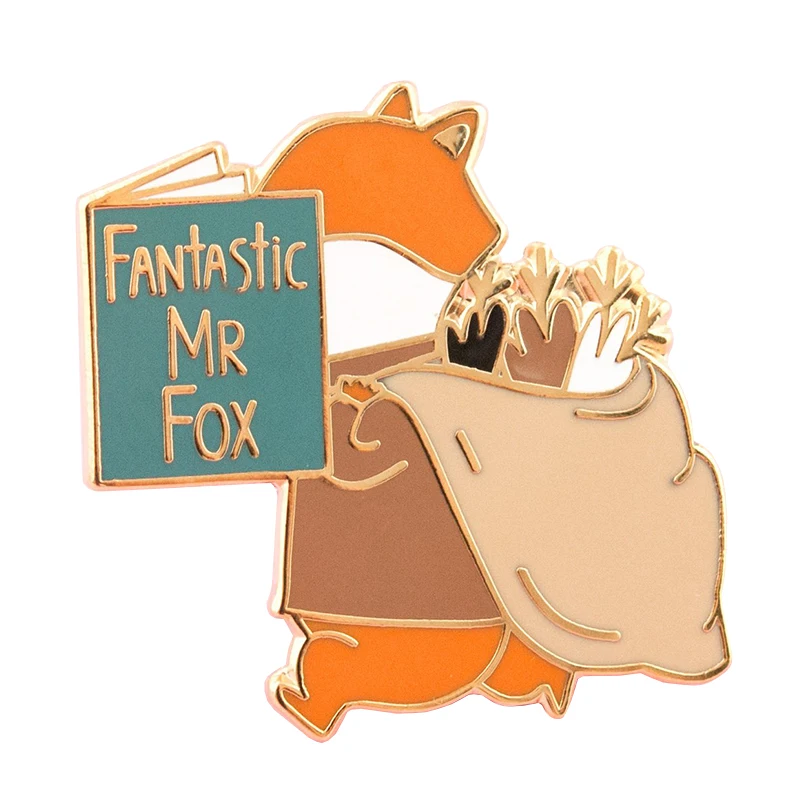 

Fantastic Mr. fox enamel pin funny reading book badge cartoon animal lapel brooch creative kids friends present