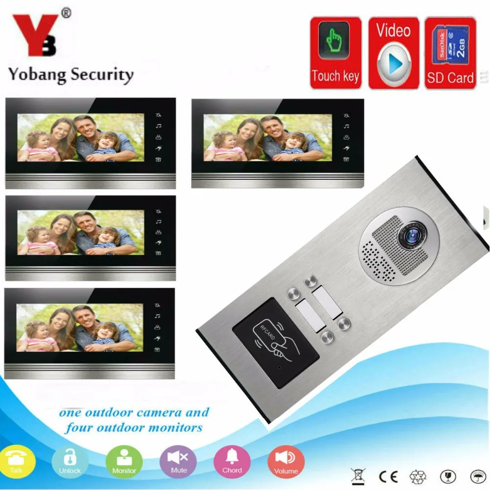 

YobangSecurity 7 Inch Video Door phone Doorbell Camera Intercom System RFID Card With Video Recording and Photo Taking Function