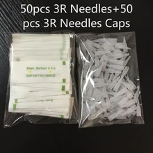 50 шт. 3R иглы и 50 шт. 3R иглы колпачки для постоянного макияжа Хорошее качество традиционные иглы для тату для бровей губ