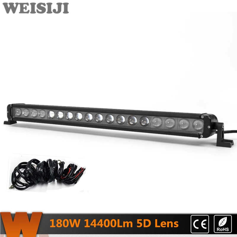 

WEISIJI 1Pcs 180W 5D Lens LED Light Bar with Cree Chips for Jeep Truck Ship SUV ATV UTV 30inch Combo Beam Offroad Working Light