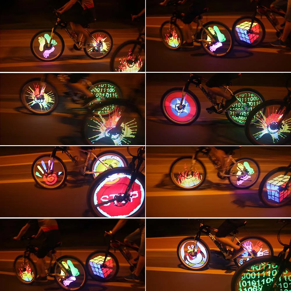 Cheap 64/128 LED Cycling Spoke Wheel Bicycle Light YQ8003 Waterproof Anti-shock 128 RGB Changing Bike Wheel Light Bicycle Accessories 3