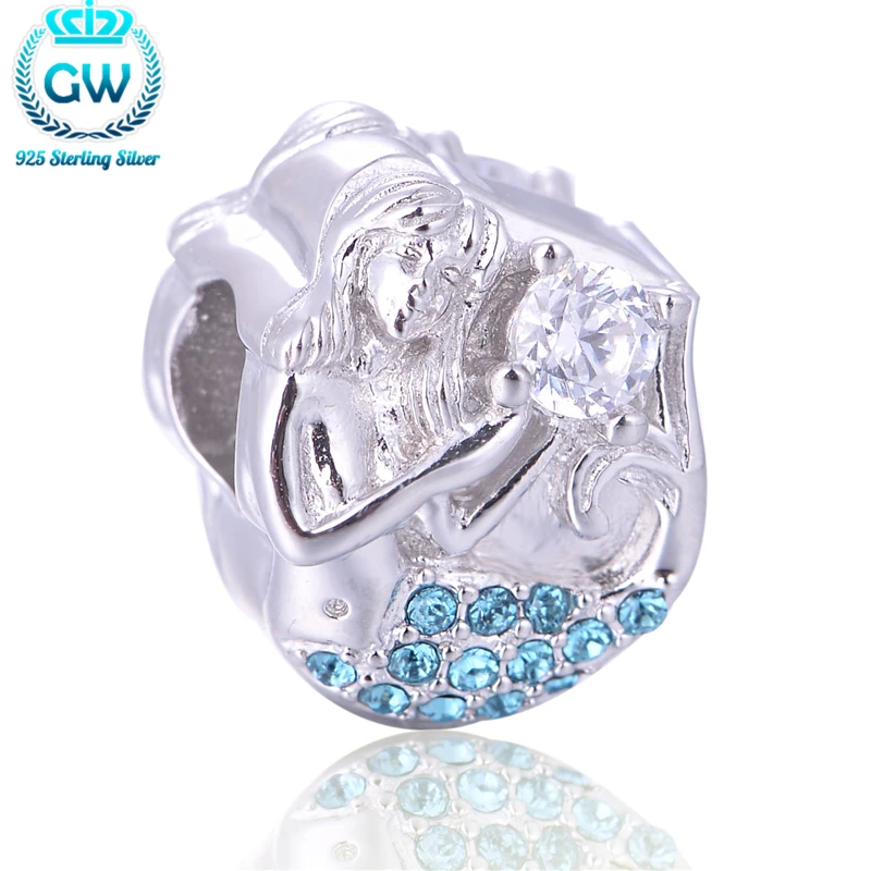 

GW Sterling Silver Jewelry Mermaid Charms Pendants Bracelet For Lovers Valentine'S Day Beads & Jewelry Making X410