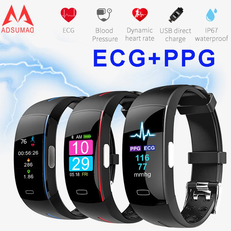 

Updated ECG+PPG Smart bracelet P3 Blood Pressure&Heart rate Monitor Pedometer Sports Bracelet for IOS Android IP67 waterproof