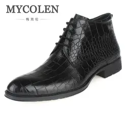 MYCOLEN/Новинка; зимние мужские ботинки из натуральной кожи; ботильоны; Мужская обувь в стиле милитари; мужская обувь с каменным узором; Tenis