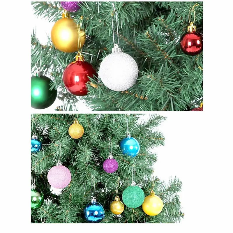 Nuevo 24 unids/lote Bola de decoración de Color de 8 cm adornos colgantes de árbol de Navidad Bola de adorno brillante para fiesta de Bar en casa decoración