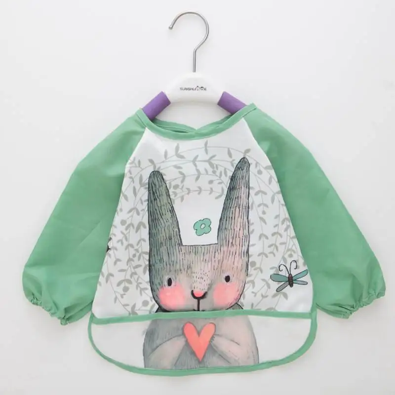 

Lovely Baby Bibs Cartoon Animals Waterproof Long Sleeve Apron Bibs Toddler Baby Feeding Smock Burp Clothes Baberos Bavoir