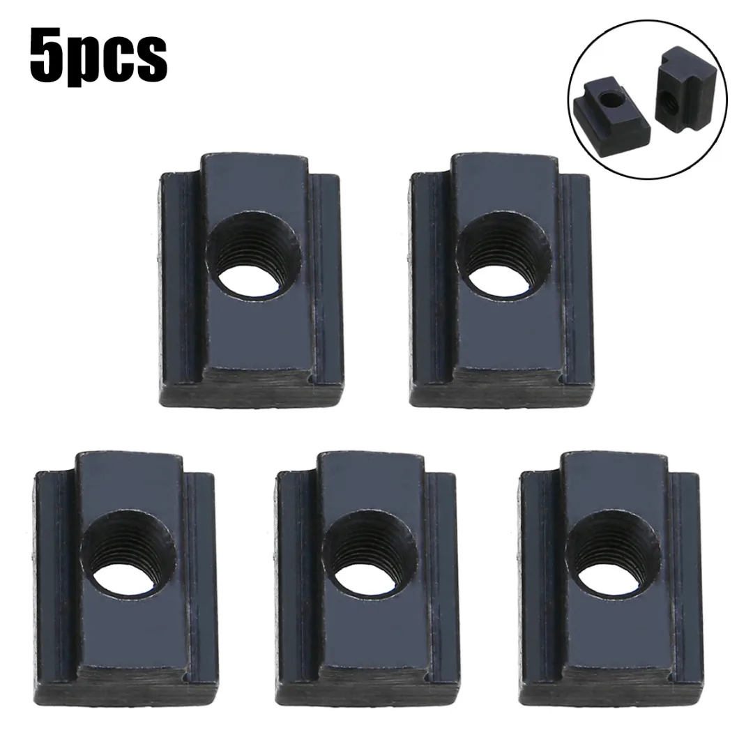 5pcs Oxide Finish T Slot Nuts High Hardness M6/8/10/12 Threads T-slots In Machine Tool Tables