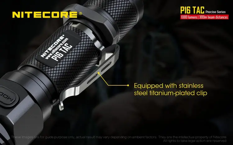 2019 Nitecore P16TAC 1000LMs CREE XM-L2 U3 светодиодный тактический фонарь с 18650 Перезаряжаемые Батарея Охота поисковый фонарь