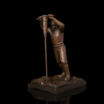 

42 CM Western Art Deco Bronze Copper Marble Man Young Boy Sportsman Sculpture