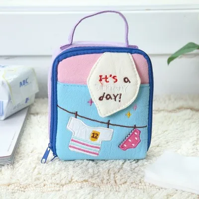 

Cute cartoon cotton cloth bag sanitary pad cosmetics small department store storage bag sanitary napkin 13*14*6cm