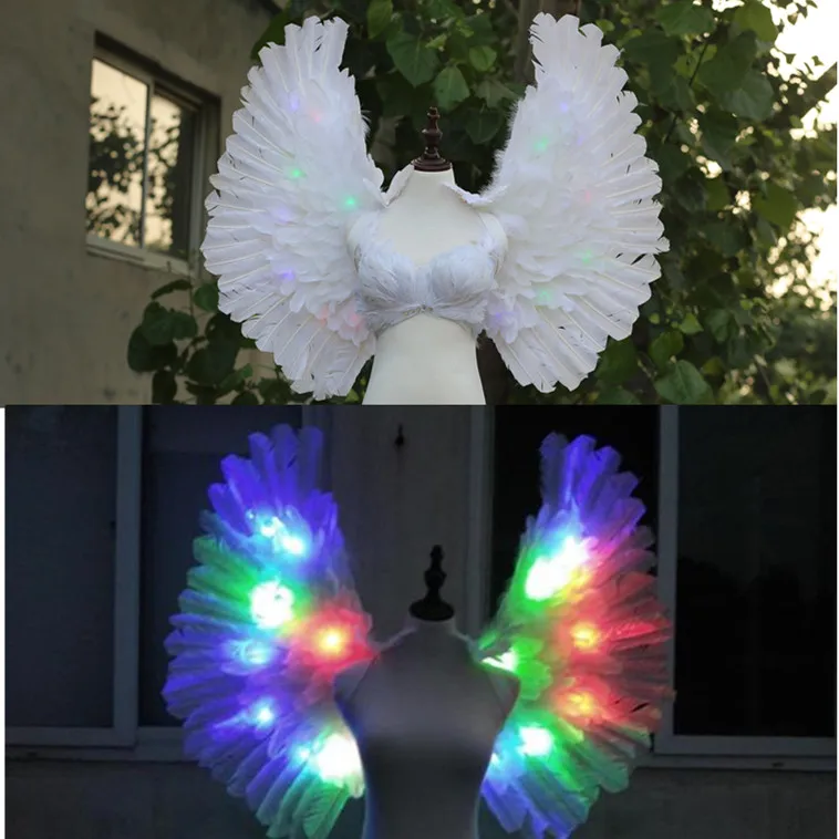 

With Led white angel wings catwalk show props festival Angel wings Window props underwear catwalk Model T station serves props