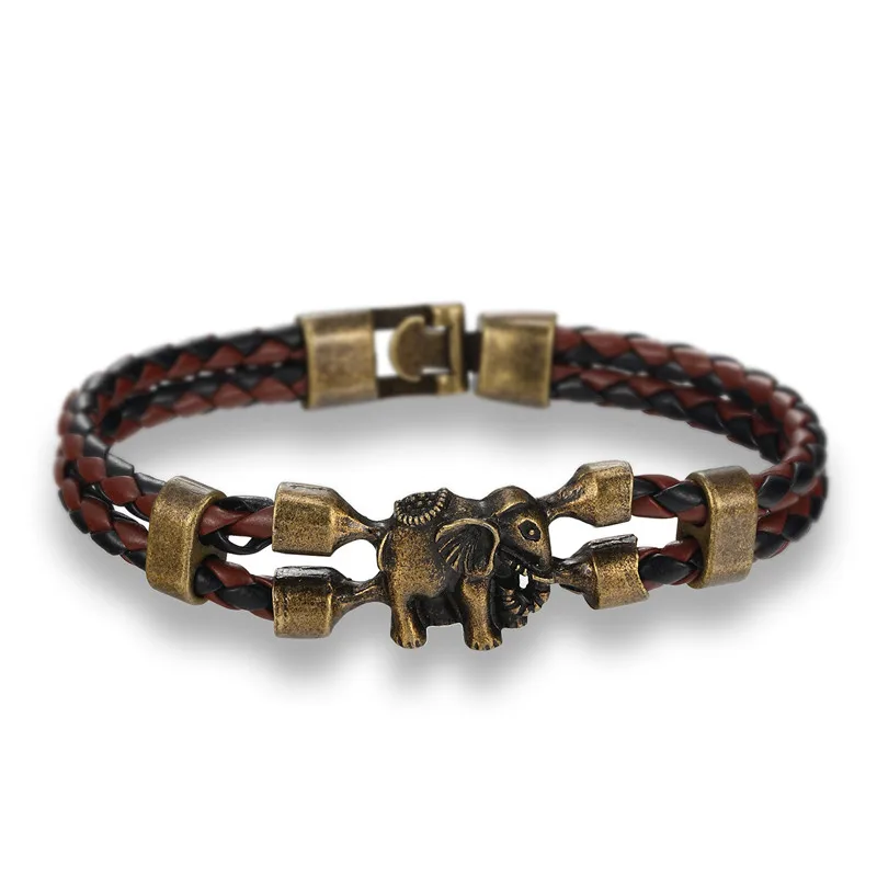 MKENDN Горячая Распродажа Высококачественный Браслет со слоном мужской браслет из натуральной кожи ручной браслет с пряжкой для дружбы мужской женский браслет