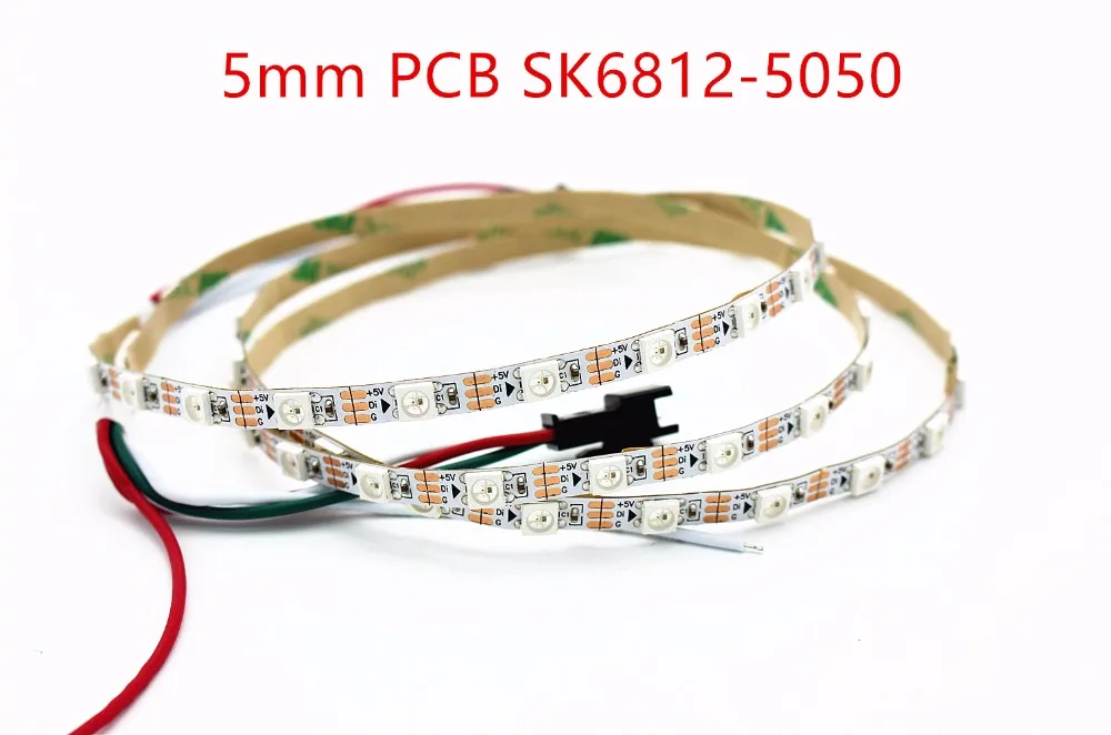 1 м прибор приемно-5050 5 мм PCB SK6812 3535 4 мм PCB SMD RGB гибкий светодиодный полосы DC5V вход 60 пикс./м не обладает водонепроницаемостью