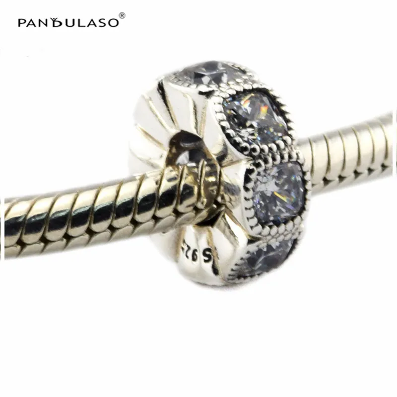 

Pandulaso Alluring Cushion Crystal Spacer Beads Silver 925 DIY Jewelry Fit Charms Bracelets for Women Sterling-Silver-Jewelry