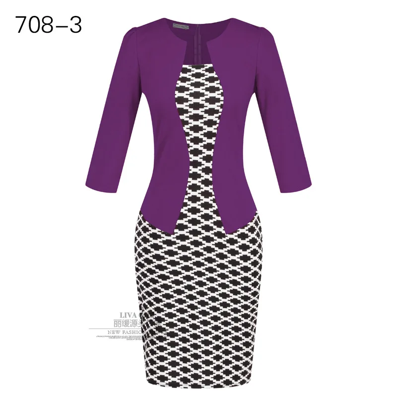 Элегантный Для женщин деловая модельная одежда Bodycon Повседневное плед печати