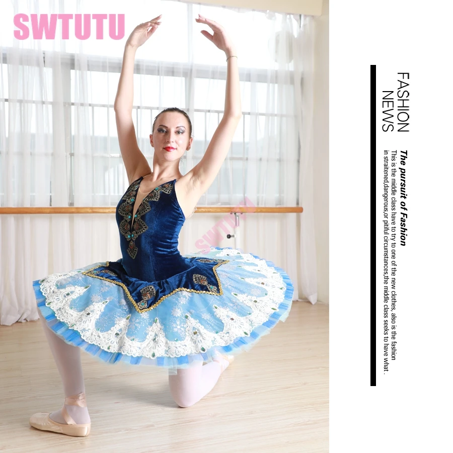 girls blue bird performance competiton professional tutu women custom made Ballerina ballet costume pancake tutu dress BT9191