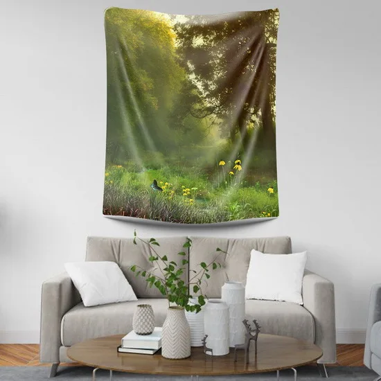 1 Садовая скамейка гобелены с оленями природа дерево лес настенный tapiz pared boho украшение домашний декор одеяло - Цвет: 1