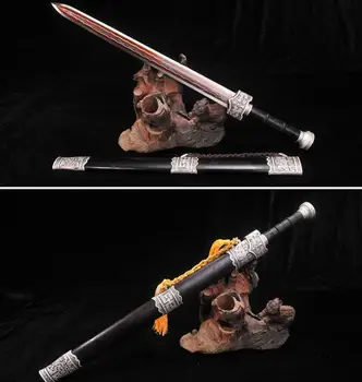 

Red 8 Side High Manganese Steel Double edge Sharp Chinese WuShu/Kungfu Full Tang Sword/Jian Full Tang Han Jian