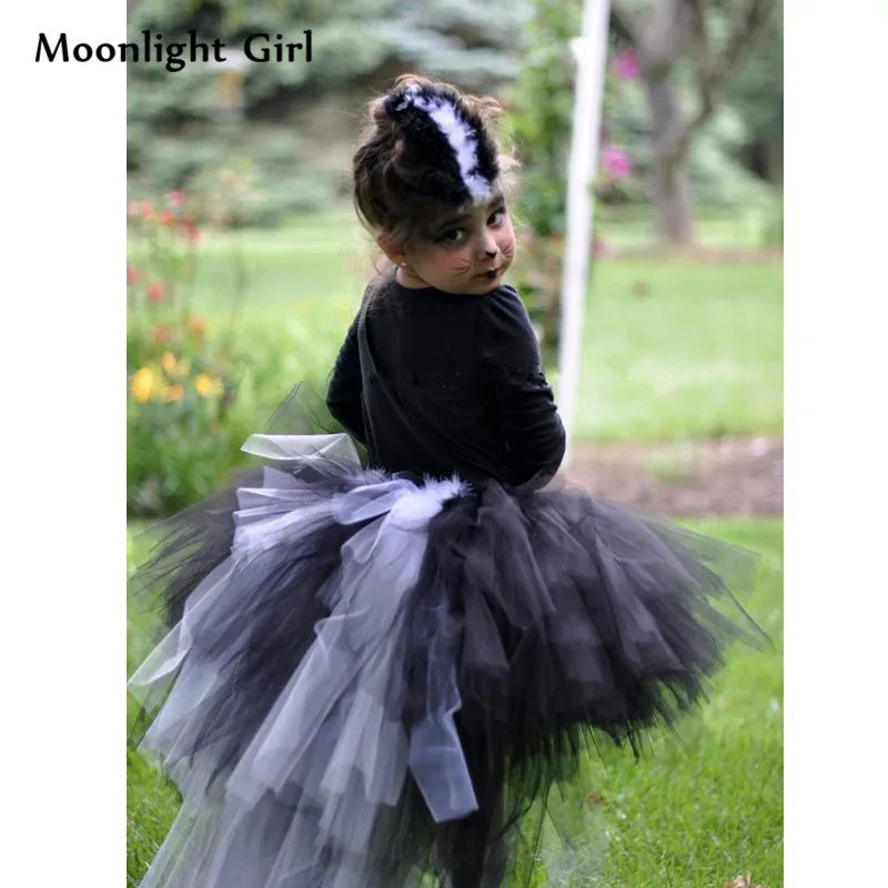 Милая черно-белая юбка-пачка для маленьких девочек детские юбки карнавальный костюм с животными для дня рождения Бальные мини-юбки PQ200