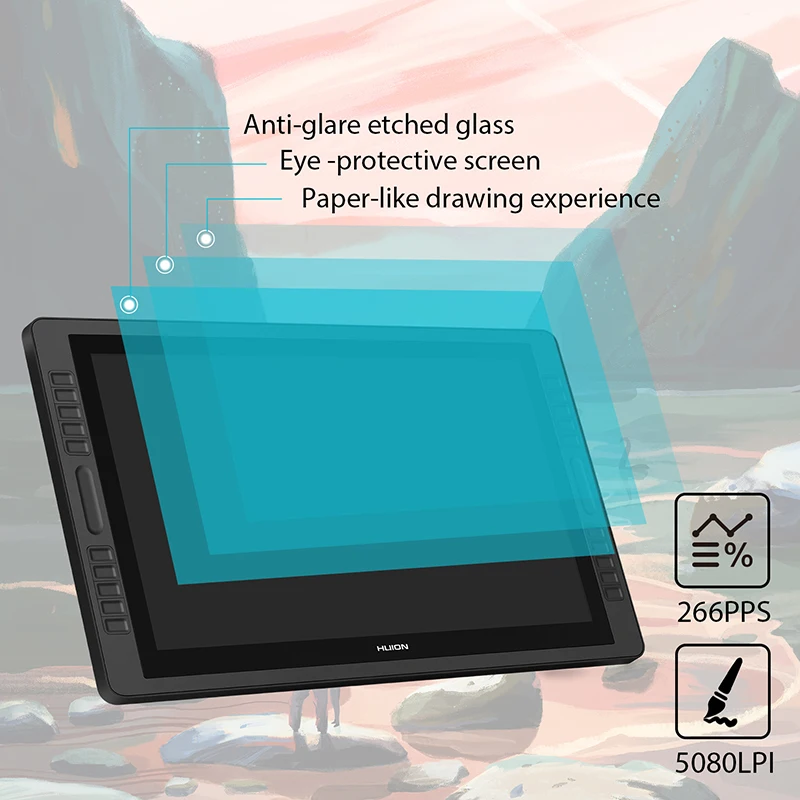 Kopen Huion Kamvas Pro 22 2018 Pen Tablet Monitor Digitale Tekening Monitor 21.5 \