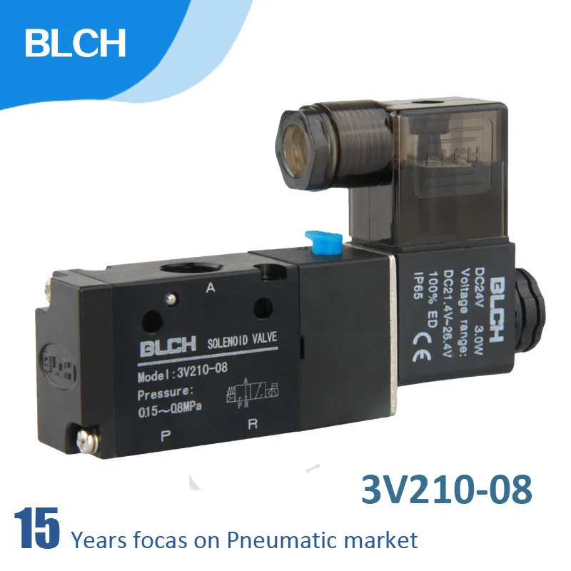 

BLCH Pneumatic 3 Way 2 Position Air Directional Control Solenoid Valve 3V210-08 3V210-06 DC12V DC24V AC110V AC220V