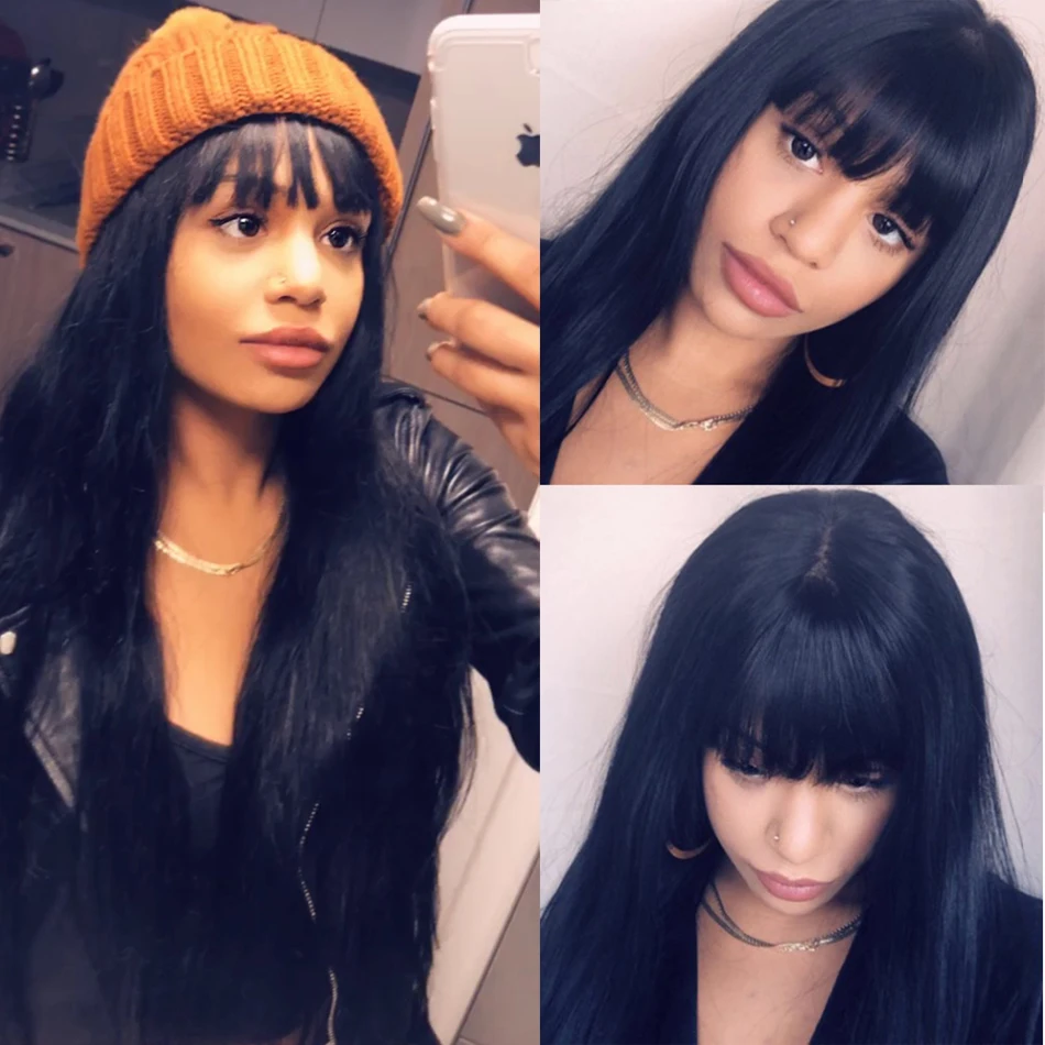 Hesperis Lace Front Human Hair Wigs With Bang For Black Woman Brazilian Remy 13X6 Lace Front Wigs P