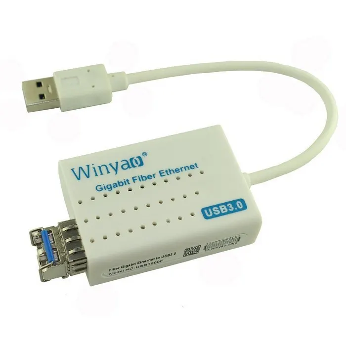 The USB 3.0 to 1000Mbps Gigabit Ethernet LAN Fiber Optical Network Card Realtek RTL8153 with SFP Optical Module White 