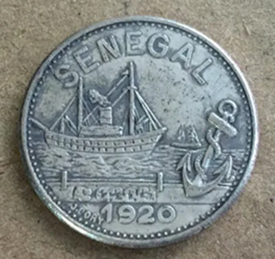 1920 Senegal 25 Centimes Dakar Silver Plated Coin 27mm ...