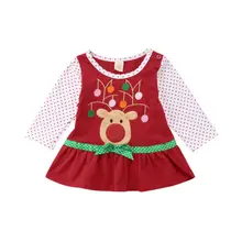 

Christmas Newborn Baby Girls Dress Dear Long Sleeve Party Pageant Cotton Princess Dresses Kid Dress For Girl Baby 2018 New Set