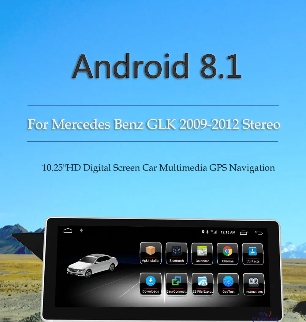 Top Autoradio Android 8.1 10.25 Inch 4G+64G  For Mercedes Benz  GLK 2009-2012 Auto Stereo DVD Multimedia Car Radio GPS player 1 Din 0
