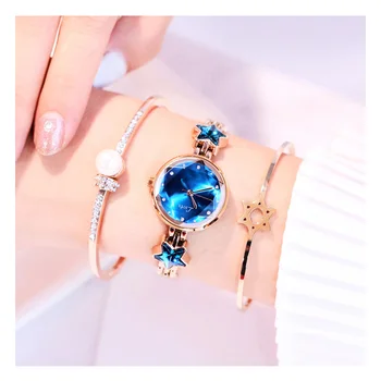 

New Fashion Star Water Drill Simple Lady Bracelet Watch Women Diamond Dress Watch Brand Crystal Wristwatch