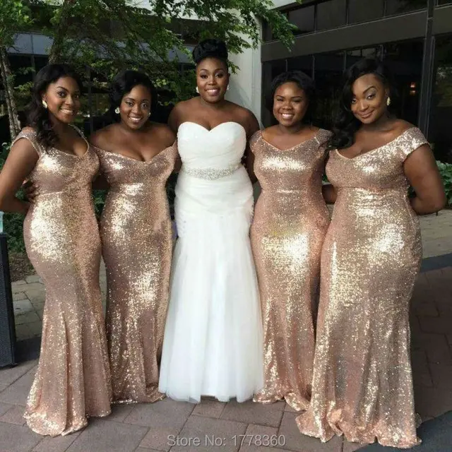 Fashion Sequin Long Rose Gold Bridesmaid Dresses 2017 Cap Sleeves Fashion Sequin Long Rose Gold Bridesmaid Dresses 2017 Cap Sleeves Slim Mermaid Women Formal Dress For