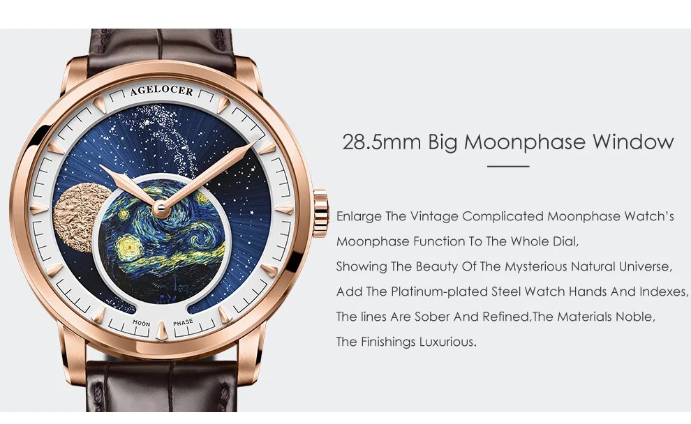 AGELOCER Moon Phase часы швейцарские мужские часы Элитный бренд Мощность резерв 80 часов Moonphase механические с автоподзаводом часы 6401D2