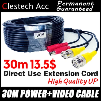 

Good Quality 30M WIRE Video Power Cables Camera extend Wires for CCTV DVR Surveillance System with BNC DC Connectors Extension