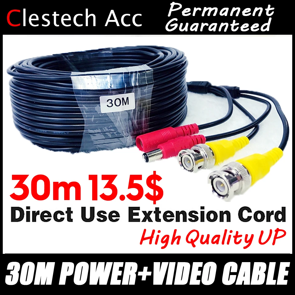 online Julho Grande Venda 30 m Vídeo + Power Cabos Fios de Câmera de Segurança para CCTV DVR com BNC DC Conectores de Extensão sistema de vigilância