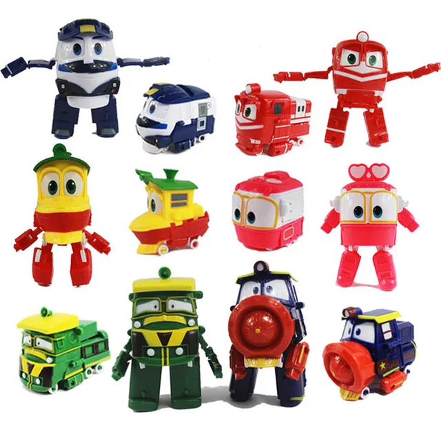 Jouet Robot Trains Figure 13cm PVC RT Transformation Car Robot Family