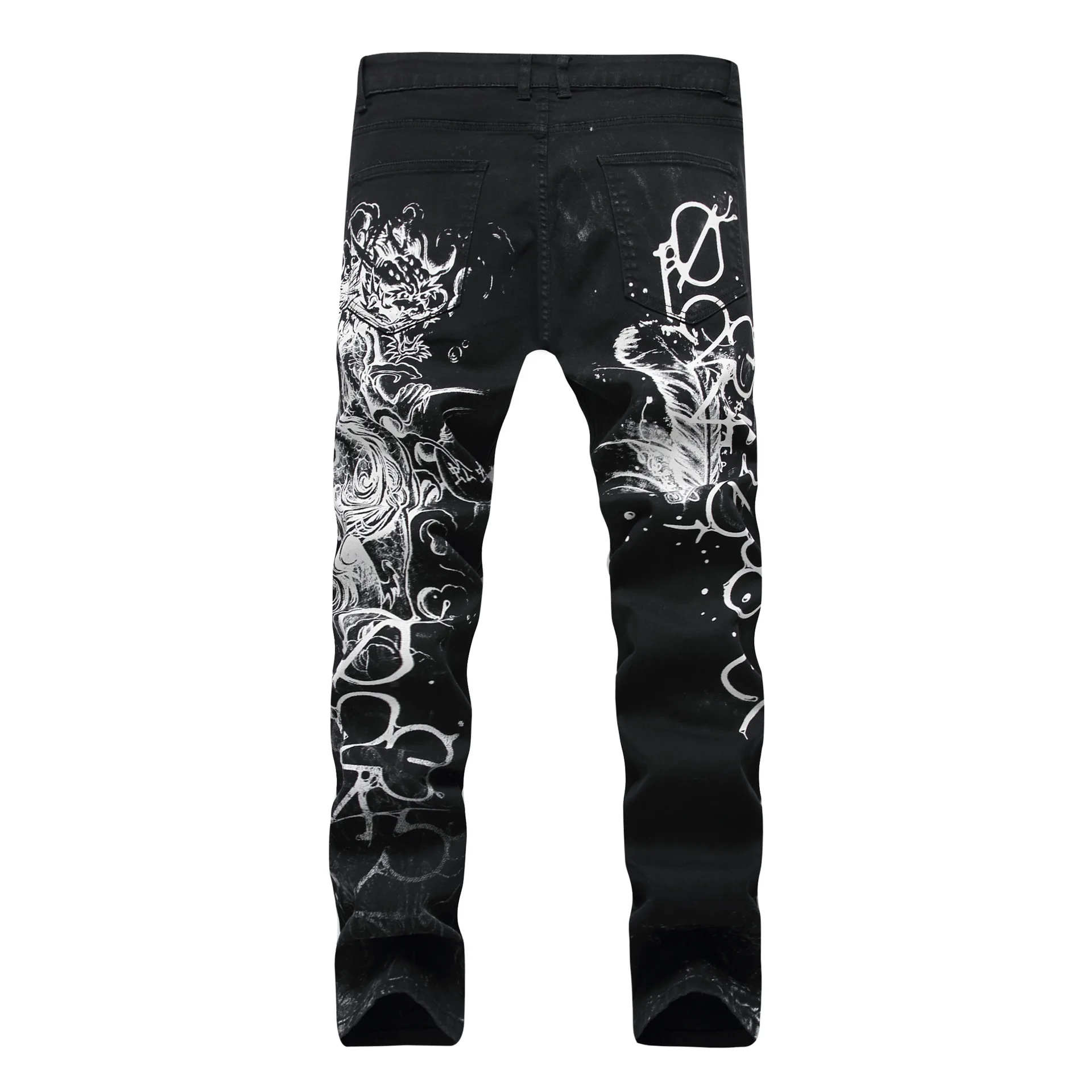 HMILY мужские джинсы байкерские обтягивающие рваные лакированные джинсы брюки с принтом льва рваная уличная одежда джинсовые брюки большие размеры 28-42