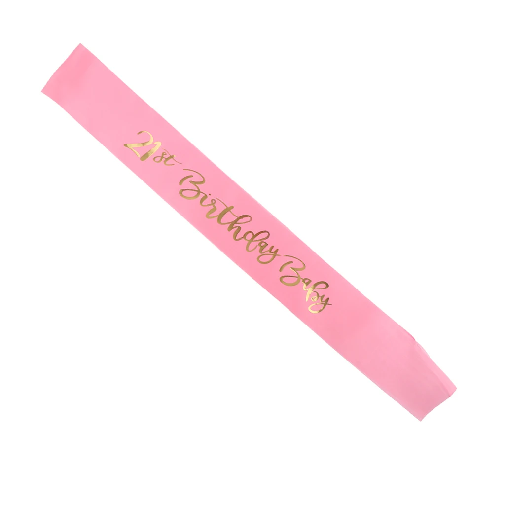 21st Birthday Baby Glitter Satin Sash Princess Happy Birthday Party Celebration Supplies adult Party Decoration Gift Black Pink 