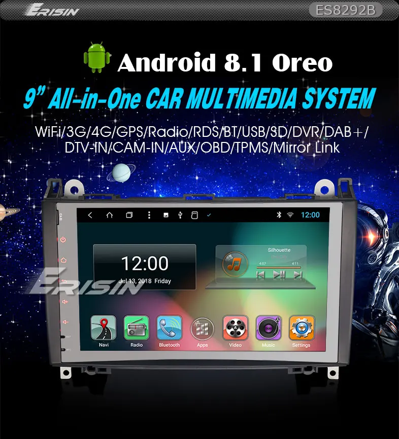 Excellent 9" Android 8.1 Oreo OS Car Multimedia Navigation GPS Radio for Volkswagen Crafter 2006+ with External DAB+ Receiver Box Support 1