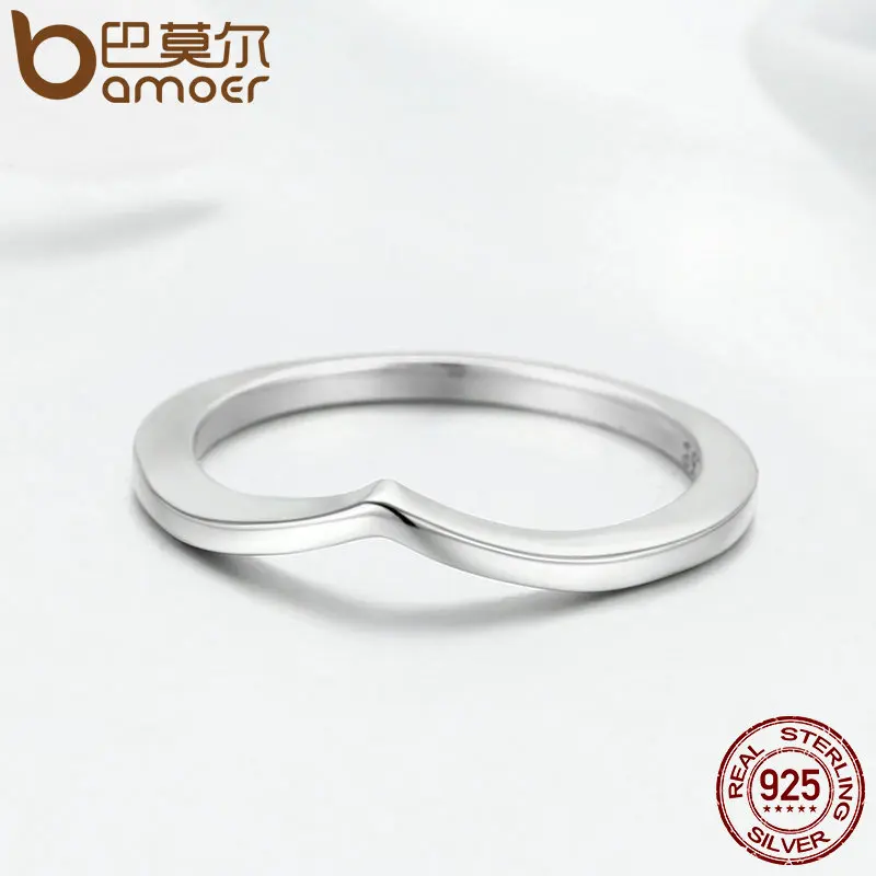 BAMOER Новое подлинное 925 пробы Серебряное блестящее женское кольцо на палец для женщин ювелирные изделия из стерлингового серебра Anel PA7647