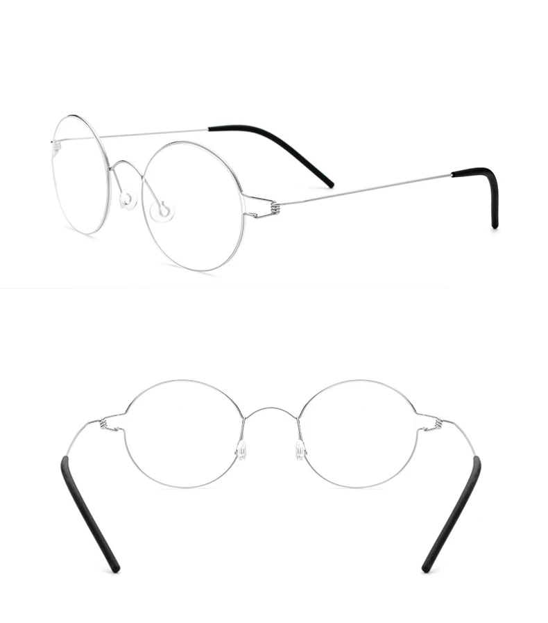 Женские очки по рецепту, ультралегкие,, Круглые, для близорукости, оптические, датские, корейские, оправа для очков, мужские титановые очки - Цвет оправы: Серебристый