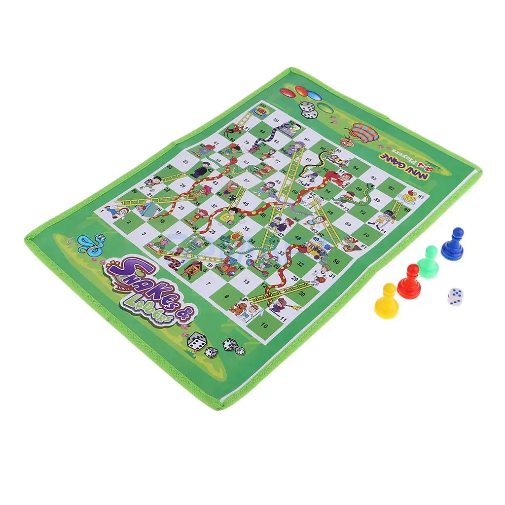 Mini Travel Chess Ludo Game Snake&Ladder Kids Children Portable Flying Chess Board Novelty Family Game Party Toys 38cm x 27cm